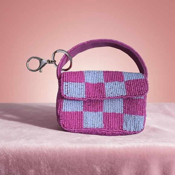 Anthropologie Handbags - Anthropologie Fiona Beaded Charm Bag ($48 New) Pink & White !!!!